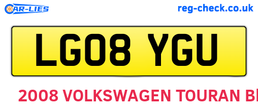 LG08YGU are the vehicle registration plates.