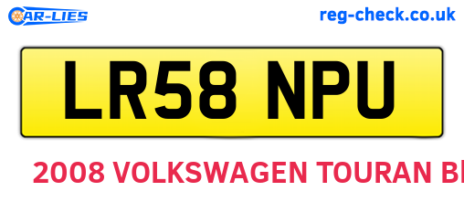 LR58NPU are the vehicle registration plates.