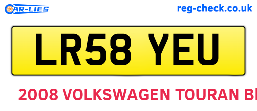 LR58YEU are the vehicle registration plates.