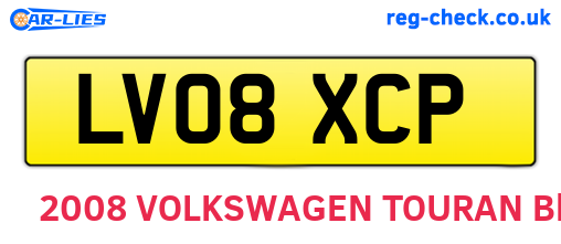 LV08XCP are the vehicle registration plates.