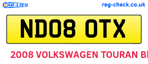 ND08OTX are the vehicle registration plates.