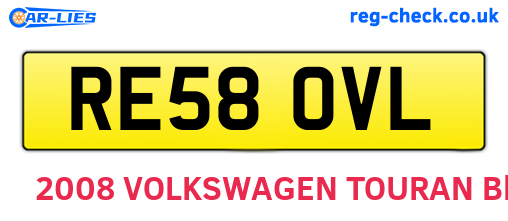 RE58OVL are the vehicle registration plates.