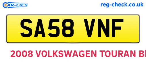 SA58VNF are the vehicle registration plates.