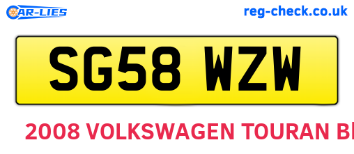 SG58WZW are the vehicle registration plates.