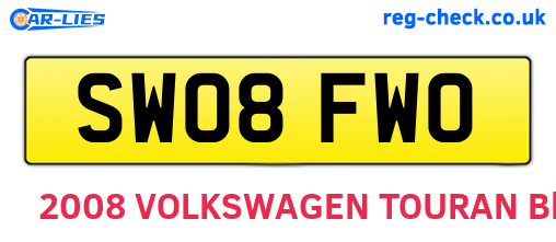 SW08FWO are the vehicle registration plates.