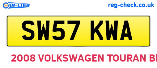 SW57KWA are the vehicle registration plates.