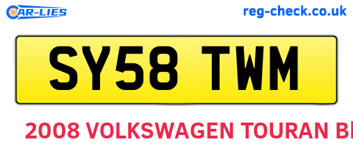 SY58TWM are the vehicle registration plates.
