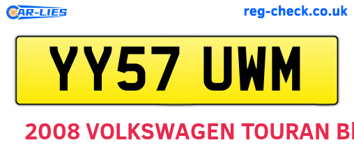 YY57UWM are the vehicle registration plates.