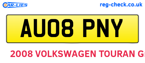 AU08PNY are the vehicle registration plates.