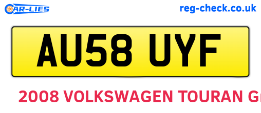 AU58UYF are the vehicle registration plates.