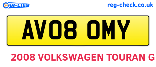 AV08OMY are the vehicle registration plates.