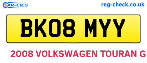 BK08MYY are the vehicle registration plates.