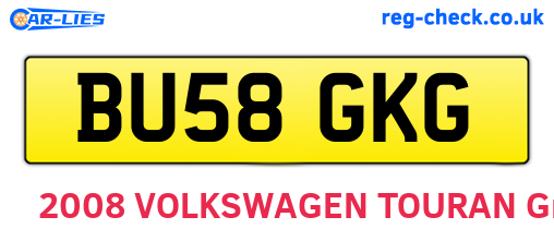 BU58GKG are the vehicle registration plates.