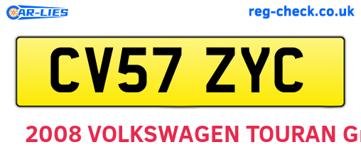 CV57ZYC are the vehicle registration plates.