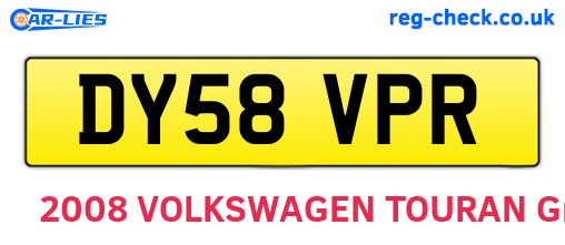 DY58VPR are the vehicle registration plates.
