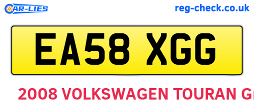 EA58XGG are the vehicle registration plates.