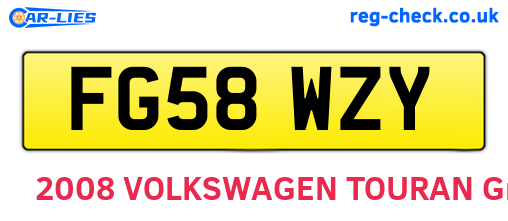 FG58WZY are the vehicle registration plates.