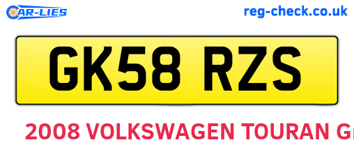 GK58RZS are the vehicle registration plates.
