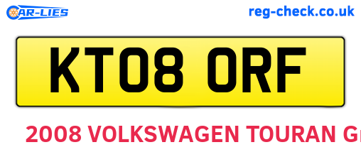KT08ORF are the vehicle registration plates.