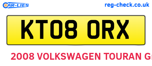 KT08ORX are the vehicle registration plates.