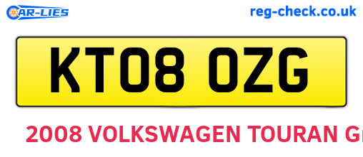 KT08OZG are the vehicle registration plates.