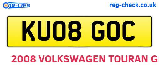 KU08GOC are the vehicle registration plates.