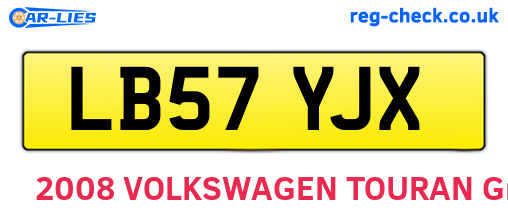 LB57YJX are the vehicle registration plates.