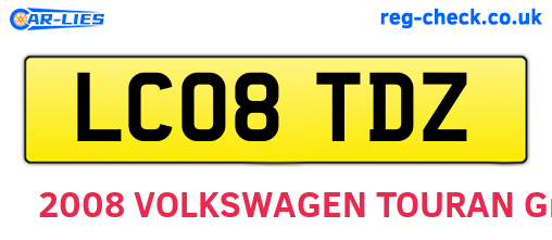 LC08TDZ are the vehicle registration plates.
