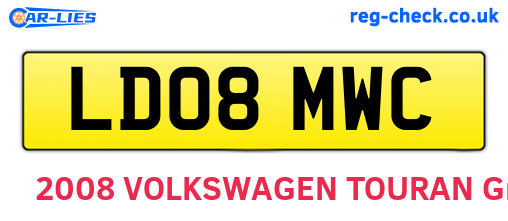 LD08MWC are the vehicle registration plates.