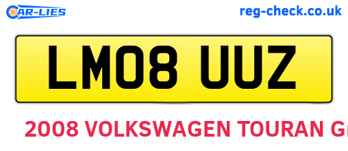 LM08UUZ are the vehicle registration plates.