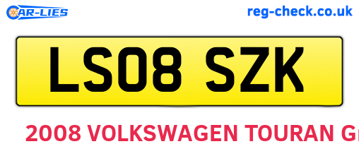 LS08SZK are the vehicle registration plates.