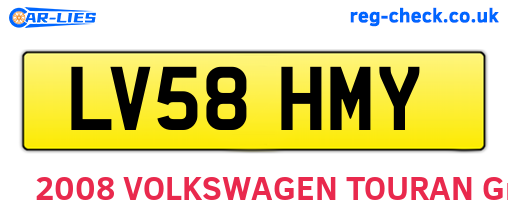 LV58HMY are the vehicle registration plates.