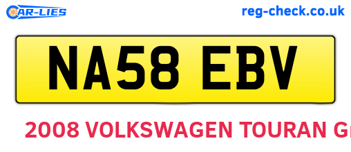 NA58EBV are the vehicle registration plates.