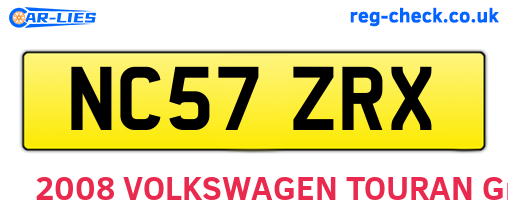 NC57ZRX are the vehicle registration plates.