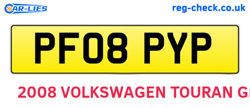 PF08PYP are the vehicle registration plates.