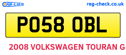PO58OBL are the vehicle registration plates.