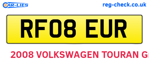 RF08EUR are the vehicle registration plates.