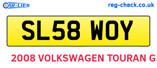 SL58WOY are the vehicle registration plates.