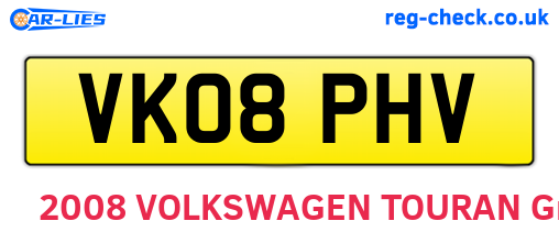 VK08PHV are the vehicle registration plates.