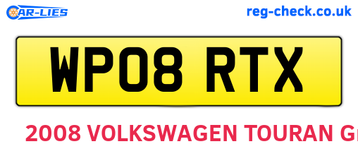 WP08RTX are the vehicle registration plates.
