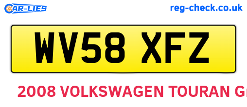 WV58XFZ are the vehicle registration plates.