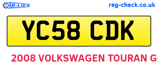 YC58CDK are the vehicle registration plates.