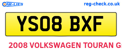 YS08BXF are the vehicle registration plates.