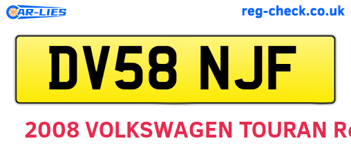 DV58NJF are the vehicle registration plates.