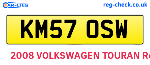 KM57OSW are the vehicle registration plates.
