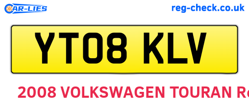 YT08KLV are the vehicle registration plates.