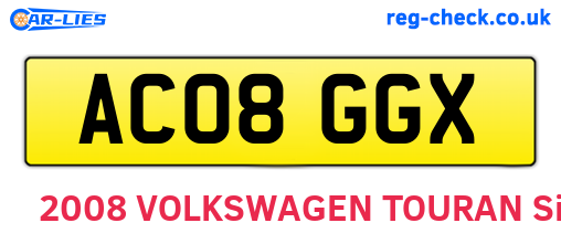 AC08GGX are the vehicle registration plates.
