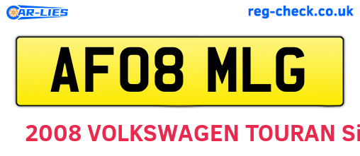 AF08MLG are the vehicle registration plates.