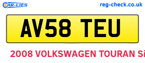 AV58TEU are the vehicle registration plates.