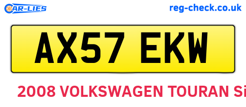 AX57EKW are the vehicle registration plates.